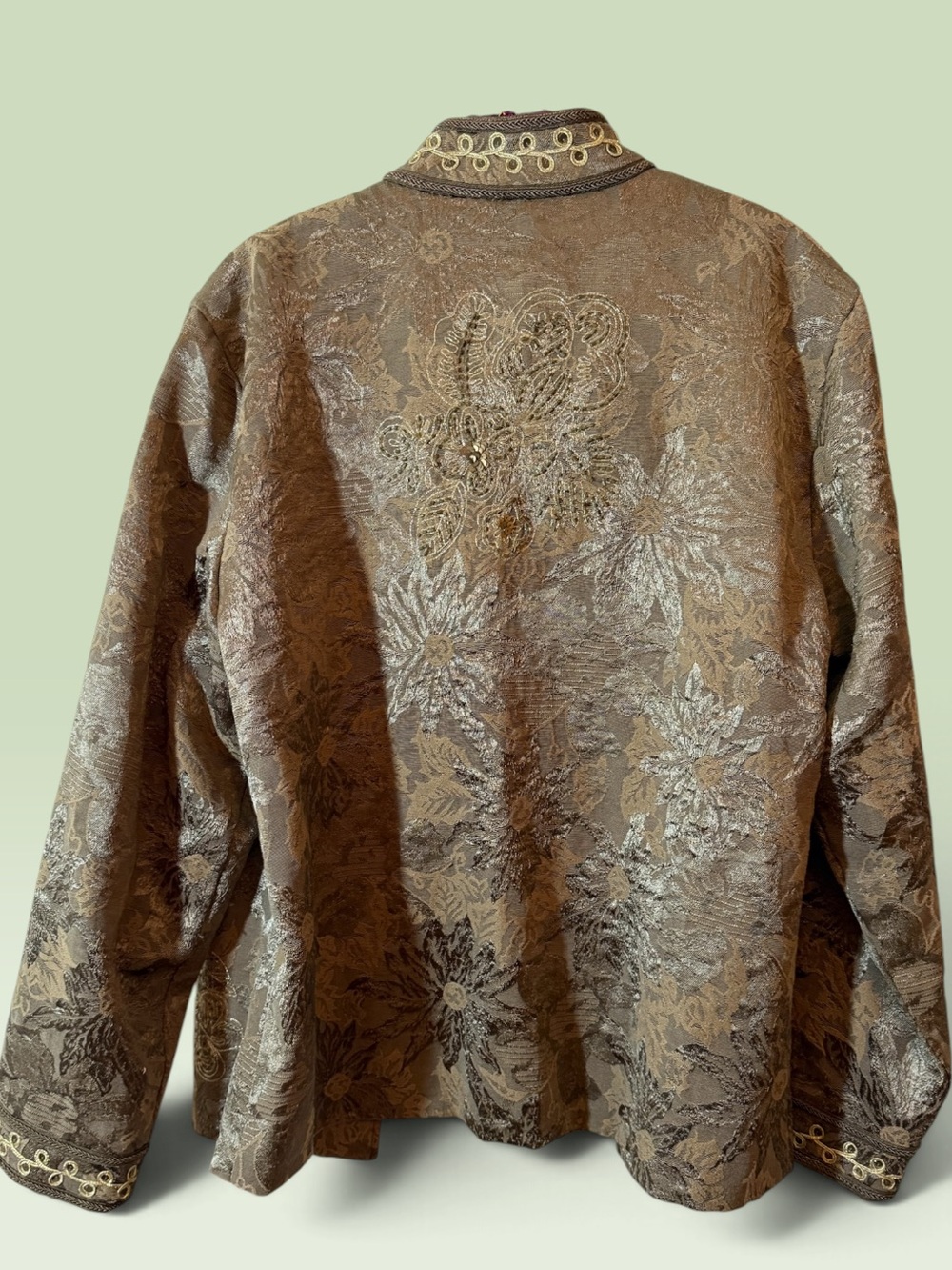 Coldwater Creek Bronze Embroidered Mandarin-Style Jacket - Picture 2 of 8